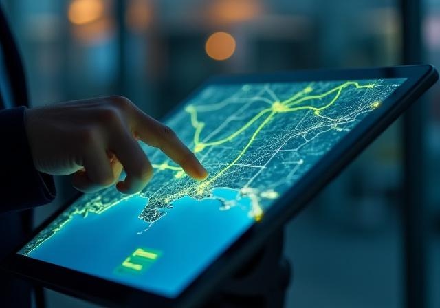 Logistics professional using route optimization software for New Orleans freight