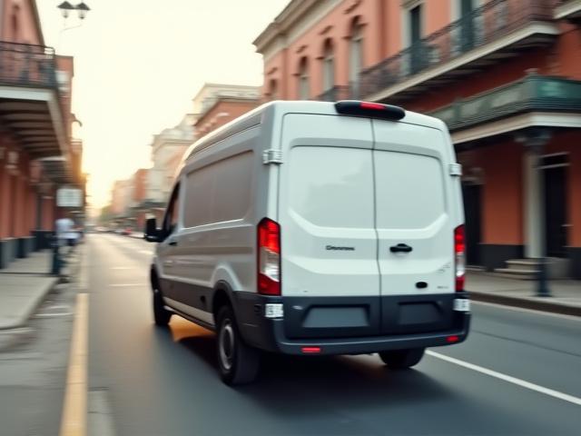 4US delivery van in urban New Orleans district
